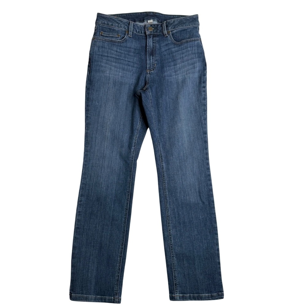 LL Bean BeanFlex Straight Leg Favorite Fit Denim Blue Jeans‎ Womens 10 Reg